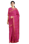 Magenta Mercerised Dobby Saree with Golden Zari Border and Butis