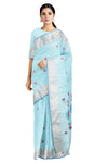 Sky Blue Paithani Saree with Buti and Silver Zari Border