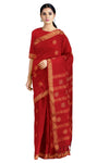 Red Mercerised Dobby Saree with Golden Zari Border and Butis