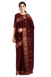 Maroon Dobby Mercerised Saree with Golden Zari Border and Butis