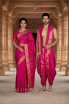 Magenta Dobby Couple Set with Golden Zari Border and Butis
