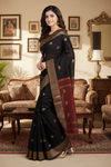 Black Dobby Saree with Golden Zari Border and Butis