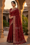 Maroon Dobby Saree with Buti and Goldan Zari Border