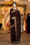 Dark Maroon Dobby Saree with Buti and Goldan Zari Border