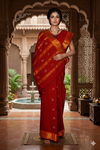 Maroon Dobby Saree with Blue and Golden Zari Border and Butis
