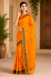 Orange Dobby Saree with Red, Green and  Goldan Zari Border and Butis