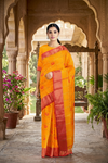 Orange Dobby Saree with Goldan Zari Border and Butis