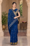 Blue Dobby Saree with Golden Zari Border and Butis