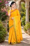 Mustard Yellow Dobby Saree with Goldan Zari Border and Butis