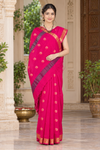 Magenta Dobby Saree with Golden Zari Border and Butis