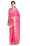 Red Dobby Saree with Purple, Golden Zari and Magenta Border and Butis