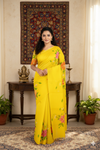 Yellow, Orange, Magenta and Green Hand Painted Saree
