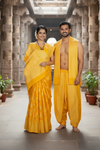 Yellow and White Jacquard Couple Set