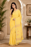 Yellow Saree with Butis and Goldan Zari Border