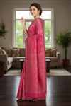 Raspberry Pink and Golden Zari Jacquard Saree with Raisin Purple Border