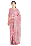 Baby Pink and Silver Zari Jacquard Saree