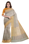 Mushroom Grey Jacquard Mercerised Saree with Red, Silver and Golder Zari Border and Butis