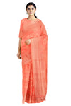 Coral Pink Jacquard Banarsi Saree with Goldan Zari