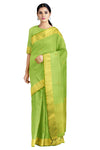 Green Saree with Golden Zari Border and Butis