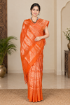 Poppy Orange and Silver Zari Jacquard Banarasi Saree
