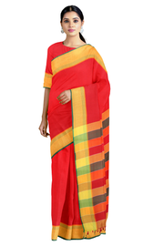 Red saree with Green Border