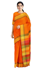 Orange Saree with Yellow Border