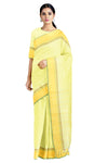 Yellow Saree with Green, Pineapple Yellow Border