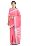 Cerise Pink Saree with Blue Border