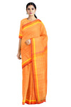 Orange Saree with Yellow, Orange Magenta Border