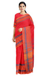 Magenta Saree with Yellow Stripes Border
