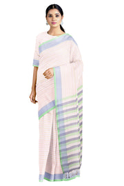 Multi Stripes Saree with Sea Green Border