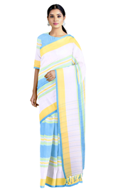 Multi Saree with Sky Blue Border