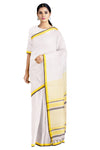 White Saree with Yellow and Black Border