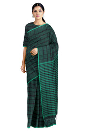 Multi Check Saree with Sea Green Border