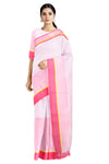 Pink Stripes Saree with Red, Pink Border