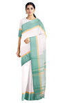 White Saree with Yellow and Green Border