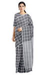 Slaty Grey Saree with Off White Border