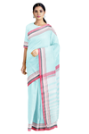 Sky Blue Saree with Red Border