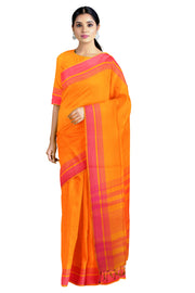 Orange Saree with Red Border