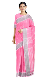 Pink Saree with Brown Border