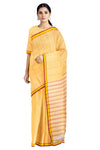 Golden Saree with Yellow and Red Stripes and Border
