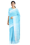 Sky Blue Saree with White Border