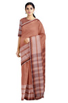 Sugar Brown Saree with White Border