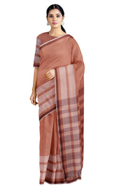 Sugar Brown Saree with White Border