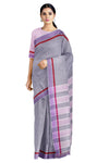 Dove Grey Saree with Maroon and Purple Border