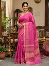 Magenta Saree with Beige Border