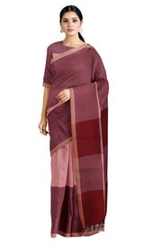 Pink and Brown Saree with Orange Border