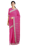 Heliconia Pink Saree with Zari Pallu and Bisque Border