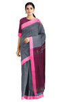 Slate Gray Saree with Pink Border