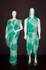 Fern Green and White Check Aahar Joda